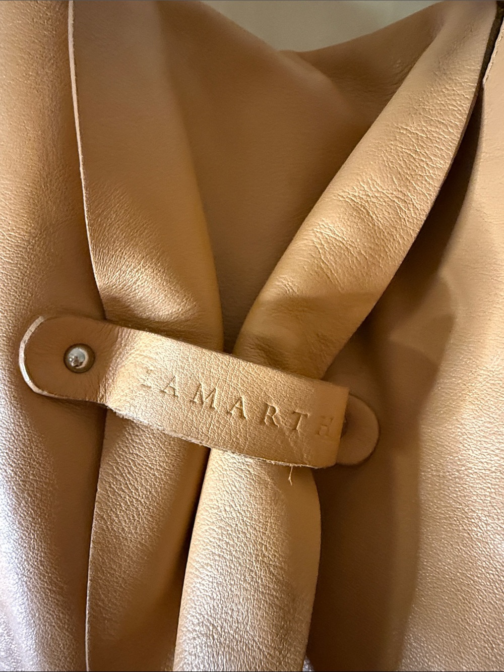 Brown Leather Shoulder Bag with Center Knot Accent - Picture 2 of 10